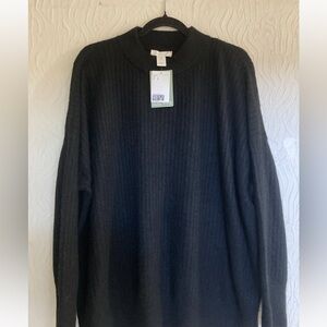 NWT H&M Black Ribbed  oversized Sweater size L